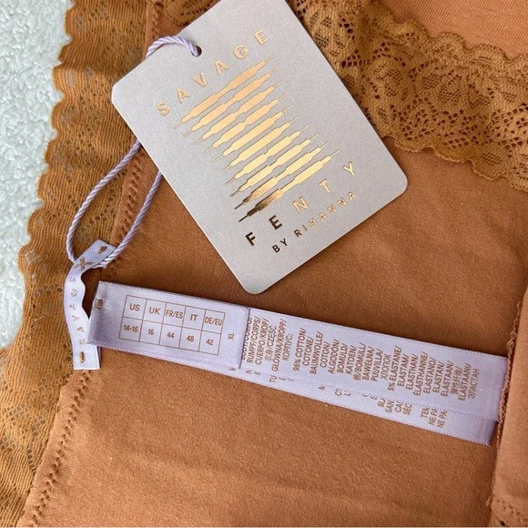 SAVAGE X FENTY Cotton Essentials Lace-trim Cheeky Panty in Terracotta Pink Sz XL - Picture 3 of 5